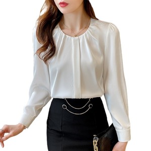 Nuova camicetta estiva <span class=keywords><strong>Beige</strong></span> bianca camicia da <span class=keywords><strong>donna</strong></span> 2025 eleganti camicette larghe a maniche lunghe Top 8987 # # - Product Image 4