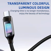 Câble de charge rapide 3A tressé en nylon avec connecteurs Type-C/USB, conducteur en cuivre pur pour téléphones mobiles et tablettes