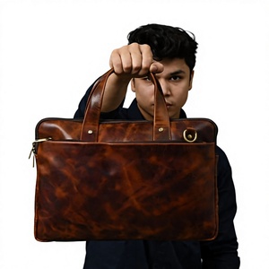 Sacoche d'ordinateur portable de luxe en cuir véritable 100% naturel, imperméable, avec broderie fantaisie, grande capacité, pour bureau et usage quotidien - Product Image 6