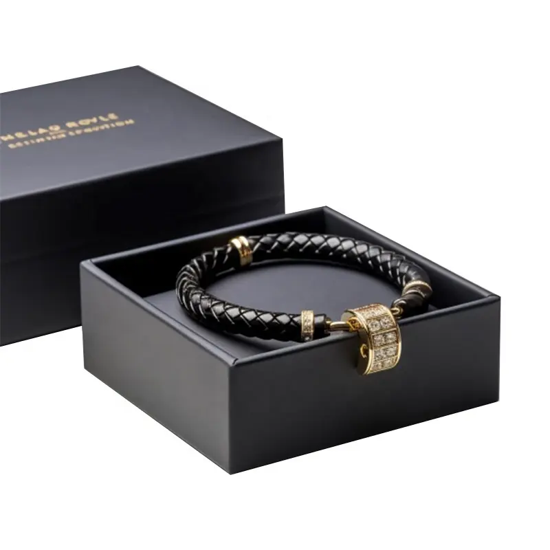 Черное ожерелье, подарочное кольцо, роскошный браслет, мужской подарок, Подарочная коробка для ювелирных изделий, маленькая бумажная упаковка