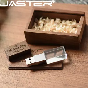 JASTER USB2.0 Wedding Photography Gift Wooden Crystal Pendrive 64GB 32GB 16GB 4GB Memory Flash Stick Pen Drive Usb Flash Drive