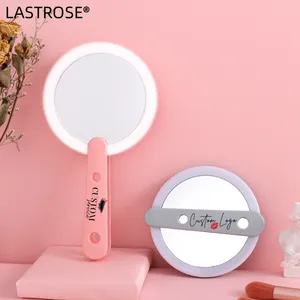 Specchio per il trucco con luce a Led a forma di luce a marchio privato Mini pieghevole a specchio portatile all'ingrosso con tasca rotonda compatta