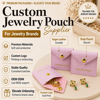 Veganes PU-Leder Schmuck-Etui mit Goldener Druckknopf-Verschluss, Individuell Geprägtes Logo, Großhandel Geschenkverpackung Aufbewahrungstasche für Ringe