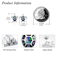 YFN Bijoux 925 Sterling Silver Beach Animal Design Abalone Shell Sea Turtle Stud Boucles d'oreilles
