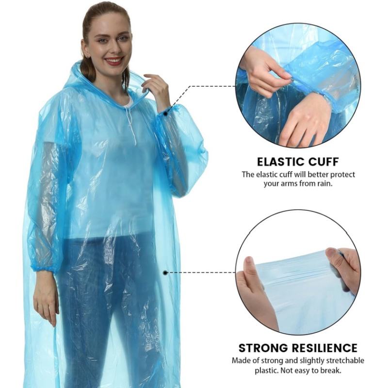 Men Clear Plastic Rain Poncho Disposable Waterproof Rain Poncho
