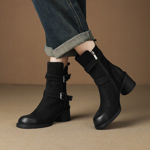 Zapatos de Tacón Alto de Cuero Vacuno para Mujer, Hechos en China, Otoño/Invierno, Diseño de Alta Gama, Cómodos - Product Image 2