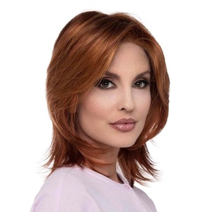 Peluca Corta para Mujer, Cabello Liso con Flequillo Largo, Color Gris-Marrón, Cabello Sintético, Gorra de Fibra Resistente al Calor, Venta Directa de Fábrica - Product Image 3