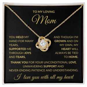 Collar con Colgante de Nudo de Amor Clásico de Cobre, Técnica de Fundición, Tarjeta con Texto Personalizado, Regalo del Día de la Madre para Hija/Hijo - Product Image 2