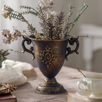 Petite Urne Classique à Poignée, Vase en Métal, Objets Décoratifs, Décorations Florales Européennes Vintage
