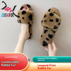 Zapatillas de Mujer de Felpa con Estampado de Leopardo, Cálidas, Súper Suaves, con Lazo, Antideslizantes, Silenciosas, Transpirables, para Uso en Interiores y Exteriores - Product Image 4