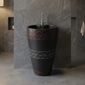 Meilleure vente : Lavabo vasque de salle de bain sur pied, à poser sur comptoir, en céramique, ovale, doré, noir, rouge, blanc, clair - Product Image 4