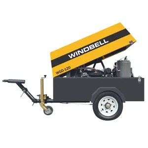 Kleine Mobiele Diesel Luchtcompressor 185 Cfm Luchtcompressor Diesel Draagbare Mijnbouw Luchtcompressor Dieselmotor 185Cfm Jack Hammer