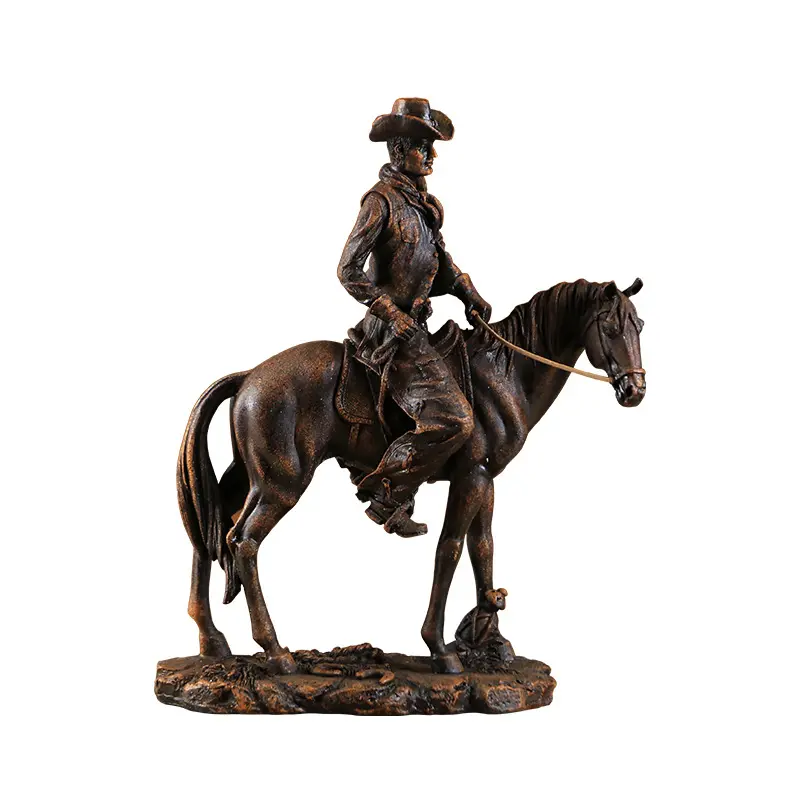 Vintage Woondecoratie Western Cowboy Paardensport Standbeeld Voor Hars Ambachten Decoratie
