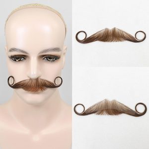 <span class=keywords><strong>Baffi</strong></span> e Barba <span class=keywords><strong>Finti</strong></span> in Capelli Umani, Completamente Annodati a Mano, Riutilizzabili, con Pizzo Invisibile per Uomini, per Costumi, Cosplay, Film, Feste e Trucco - Product Image 2