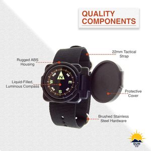 <span class=keywords><strong>Bussola</strong></span> da Polso ArmArmour <span class=keywords><strong>1</strong></span> di Sun Company con Quadrante Analogico in Materiale ABS, Cinturino Tattico Robusto e Custodia, Cinturino Zulu - Product Image 6