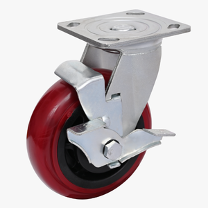 Roues pivotantes robustes à noyau en fonte solide avec revêtement en PU, capacité de charge de 420 kg, diamètre de 4'', 5'', 6'', 8'', frein, bande de roulement de 48 mm - Product Image 6