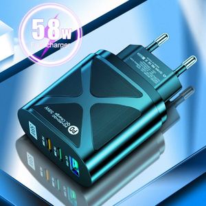 หัวชาร์จแบบพกพา 58W USB+2PD QC3.0 มาตรฐานยุโรป อเมริกา อังกฤษ ออสเตรเลีย ชาร์จเร็ว Type-C สำหรับแล็ปท็อป - Product Image 4