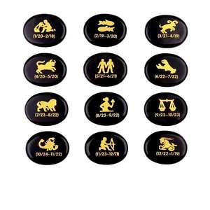 Ensemble de pierres précieuses écologiques gravées avec des symboles d'horoscope, Reiki, méditation, soulagement de l'anxiété, équilibre - Product Image 4
