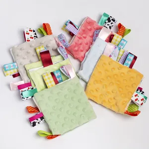 Wholesale Soft Stuffed Toys Minky Dot Security Blanket Towel Sleeping Baby Comforter lovey