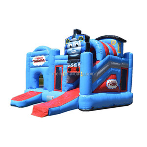 Gran oferta, Castillo de <span class=keywords><strong>salto</strong></span> inflable duradero de grado comercial, casa de gorila de tren <span class=keywords><strong>Thomas</strong></span> con tobogán para niños, combinación impresa - Product Image 1