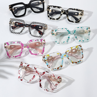 Lunettes de mode rondes noires à grande monture, anti-lumière bleue, monture optique surdimensionnée pour femmes