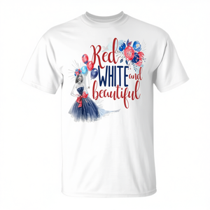 Camiseta patriótica roja, blanca y hermosa para mujer, celebración del 4 de julio - Product Image 2