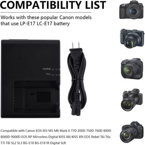 LP-E17 LC-E17เครื่องชาร์จแบตเตอรี่สำหรับ Canon: ใช้งานได้กับ LC-E17E LC-E17C EOS M3 <span class=keywords><strong>M5</strong></span> M6 <span class=keywords><strong>Mark</strong></span> <span class=keywords><strong>II</strong></span> 77D 200D 750D 760D 800D 8000D 9000D - Product Image 6