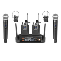 Microphone sans fil professionnel 4 canaux, micro-cravate, micro-casque pour scène, studio et événements