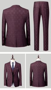 Nuevo Traje a cuadros para hombre, versión coreana, conjunto de traje ajustado, traje Formal de negocios - Product Image 4