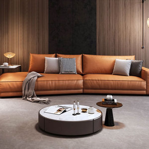 Talian-sofá Seccional de cuero de alta calidad, mueble moderno para sala de estar, vestíbulo del hotel - Product Image 2