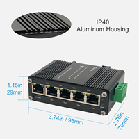 Mini-commutateur Ethernet Gigabit industriel 5 ports non géré, 5x100 Mbps, ports RJ45, boîtier en aluminium, montage sur rail DIN/mural