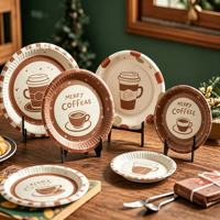 Assiettes en papier jetables imprimées écologiques OEM/ODM de 7/9 pouces, assiettes en papier compostables pour les fêtes