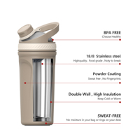 Bouteilles shaker 24 oz à prix d'usine, en acier inoxydable 304, gobelet à protéines portable avec poignée, bouteille d'eau sans BPA