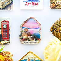 L'âme poétique d'une personne chinoise, aimant de réfrigérateur 3D avec paysage de coucher de soleil en Macédoine du Nord, autocollant magnétique, souvenir de voyage, cadeau
