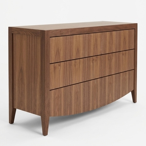 Commode moderne en bois massif avec façade incurvée, commode scandinave en teck massif modèle Bowfront - Product Image 1