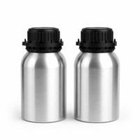 Flacon de parfum chimique premium de 350 ml en aluminium brillant avec bouchon noir classique inviolable
