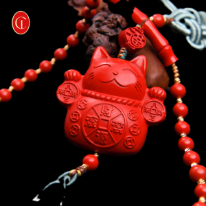 เครื่องราง<span class=keywords><strong>แมว</strong></span>กวักนำโชคสีแดงสำหรับเด็ก ทำจากทองแดงแดง ใช้ตกแต่งรถยนต์และบ้าน - Product Image 6