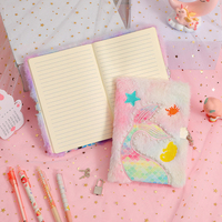 Carnets en peluche sirène SYC avec couverture en papier moelleux, journal personnalisé pour enfants avec cadenas, ensemble de 80 feuilles