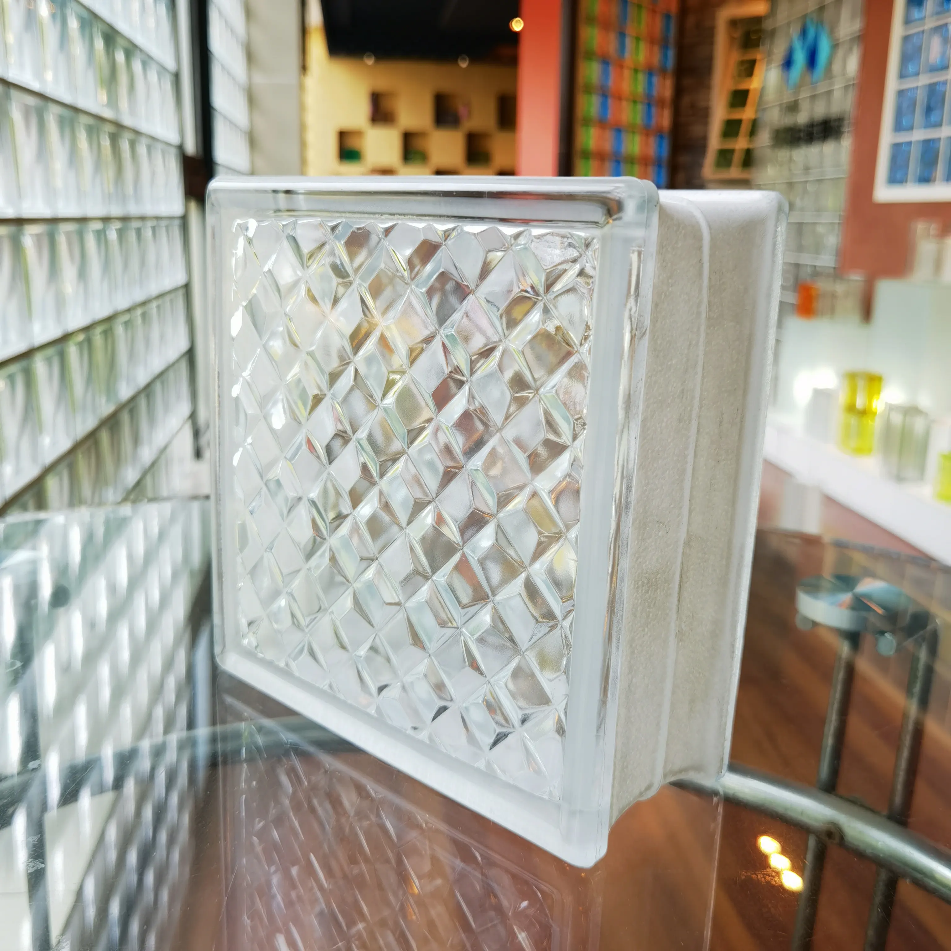 Competitive Price building crystal Glass office decor laser etched crystal glass Wall Brick Hollow Glass Bricks