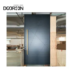 Custom Modern Simple Style Factory Entry Door Hard Solid Wood Exterior With Aluminum Swing Open Morden Design