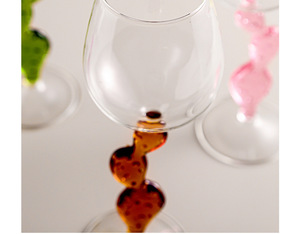 Bicchiere di vino <span class=keywords><strong>rosso</strong></span> con gambo di <span class=keywords><strong>cactus</strong></span> colorato di alta qualità unico - Product Image 3