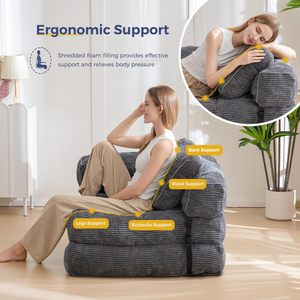 Gấp <span class=keywords><strong>Sofa</strong></span> giường hình chữ L chuyển đổi <span class=keywords><strong>Sofa</strong></span> giường với tay vịn có thể gập lại ngủ <span class=keywords><strong>sofa</strong></span> với gối - Product Image 3