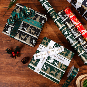 Christmas Gift <b>Wrapping</b> Brush Gold <b>White</b> Kraft <b>Paper</b> Wrap Packaging Roll 43*300 cm - Product Image 2