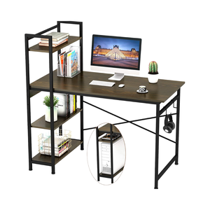 Escritorio de ordenador con marco de metal de diseño moderno ajustable con estantería extensible para uso doméstico o de oficina - Product Image 4
