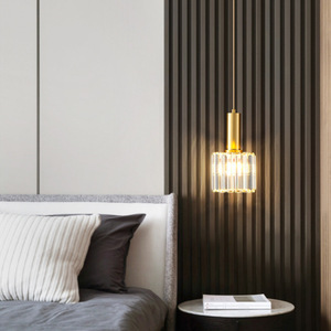Crystal Pendant Lamp Gold Metal Frame Clear Glass Shade Modern Minimalist Style For Bedroom <b>Dining</b> Room Home <b>Lighting</b> - Product Image 4