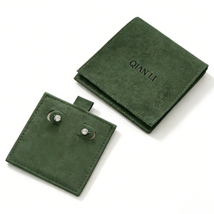 QIAN LI Jewelry Packaging Bag Microfiber Flap <b>Storage</b> Case For <b>Earrings</b> Custom Sizes High End Gift Box - Product Image 3