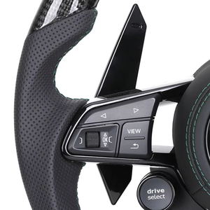 Setir LED Kulit & Serat Karbon Setengah Berlubang untuk <span class=keywords><strong>Audi</strong></span> A3 A4 A5 A6 C6 C7 C8 B8 B9 RS3 RS5 RS7 S3 S4 S5 Q3 <span class=keywords><strong>Q5</strong></span> Q8 - Product Image 3