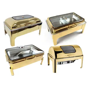 Display Edelstahl für Buffet Food Warmer runde Luxus Gold Chafing Dish