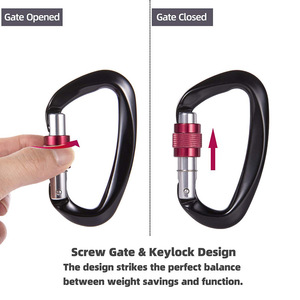 Mosquetón de Bloqueo de 25KN de Aleación de Aluminio en Forma de D para Escalada, Camping, Montañismo y Actividades al Aire Libre - Product Image 5
