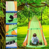 Balançoire soucoupe pour enfants de 40 pouces avec tente de protection intérieure/extérieure Produit en acier métallique pour le jardin et le parc de trampolines